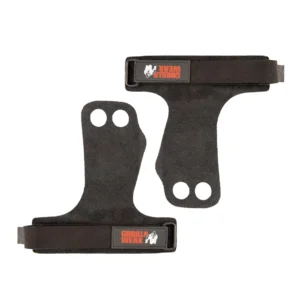 2-Hole Leather Lifting Grips - S, Black
