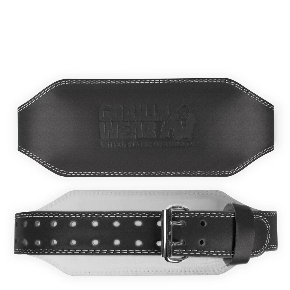 6 Inch Padded Leather Belt - S/M, Black/Black