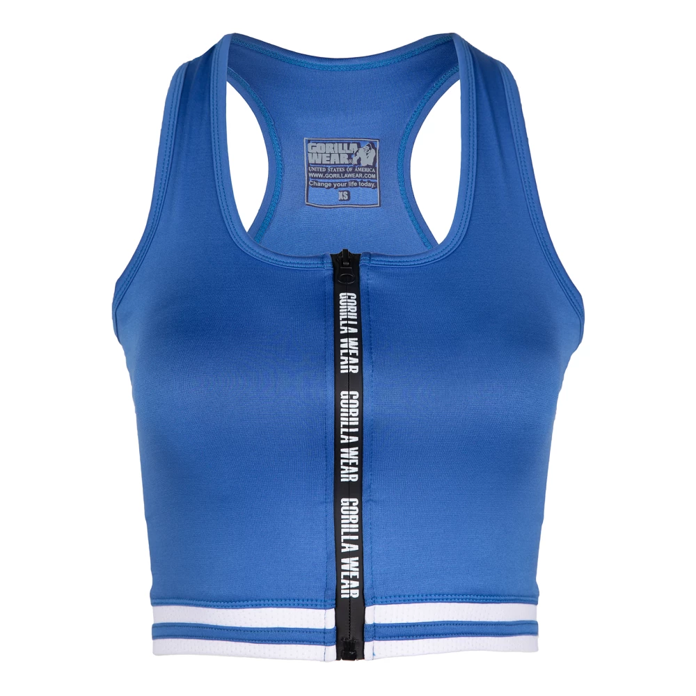 Mesa Zip Front Crop Top - XS, Bleu