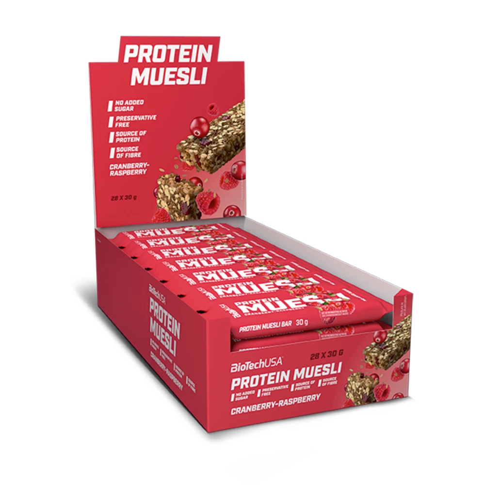 Protein Muesli Bar - Boite de 28, Cranberry-Raspberry