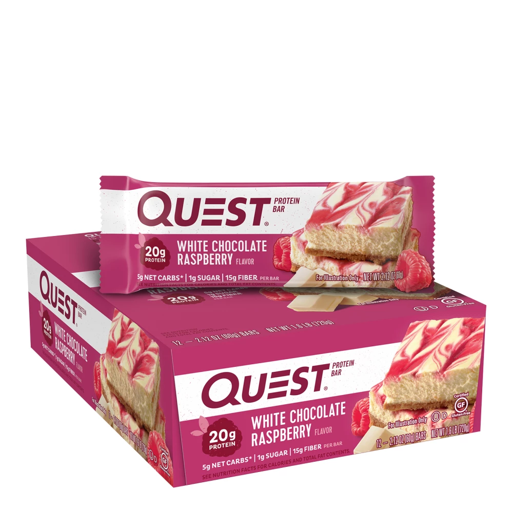 Quest Bar - Boite de 12, White Chocolate Raspberry