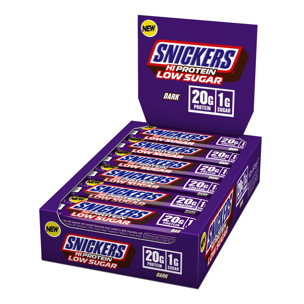 Snickers Hi-Protein Low Sugar - Boite de 12, Dark Chocolate