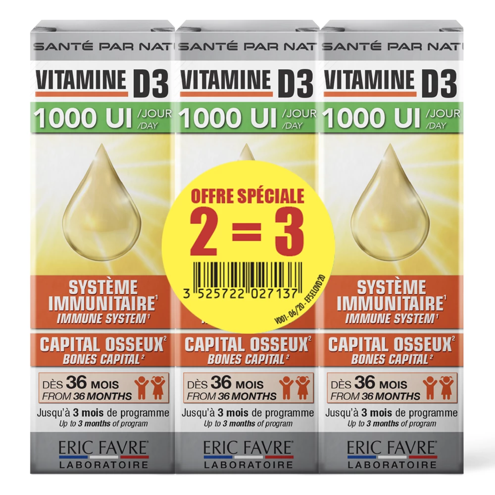 Vitamine D3 - 60ml, Saveur neutre